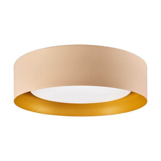 Lynch 15.75 in. 3-Light Beige and Gold Flush Mount Ceiling Fixture