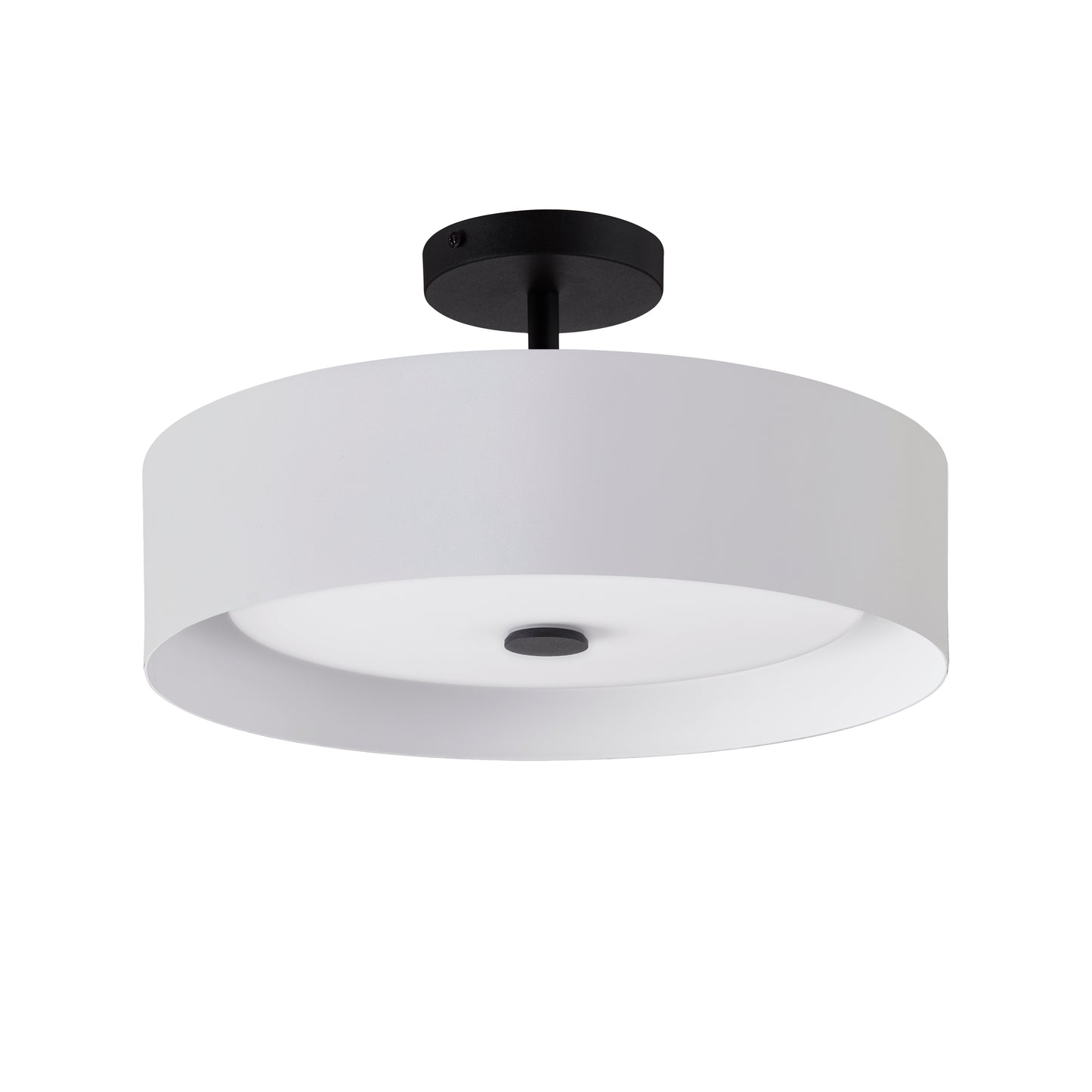 Lynch 15.75 in. White and Black Semi Flush Mount Ceiling Fixture