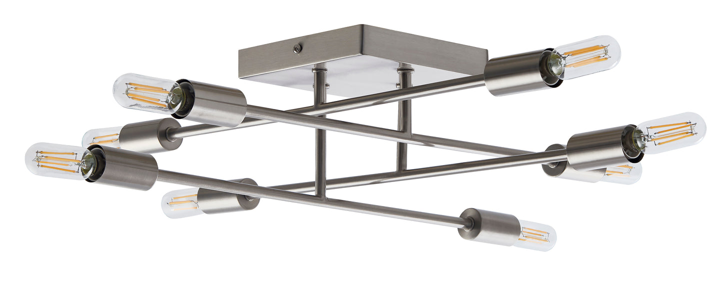 Halton 8 Light Stainless Steel Flush mount Ceiling Fixture with Bulbs