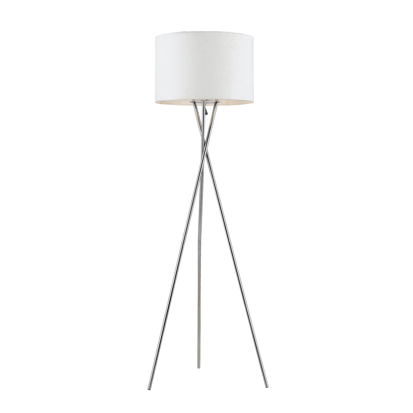 Amlight Lisboa 62 inch Tripod Floor Lamp with Metal Chrome Tripod and White TC Fabric Shade