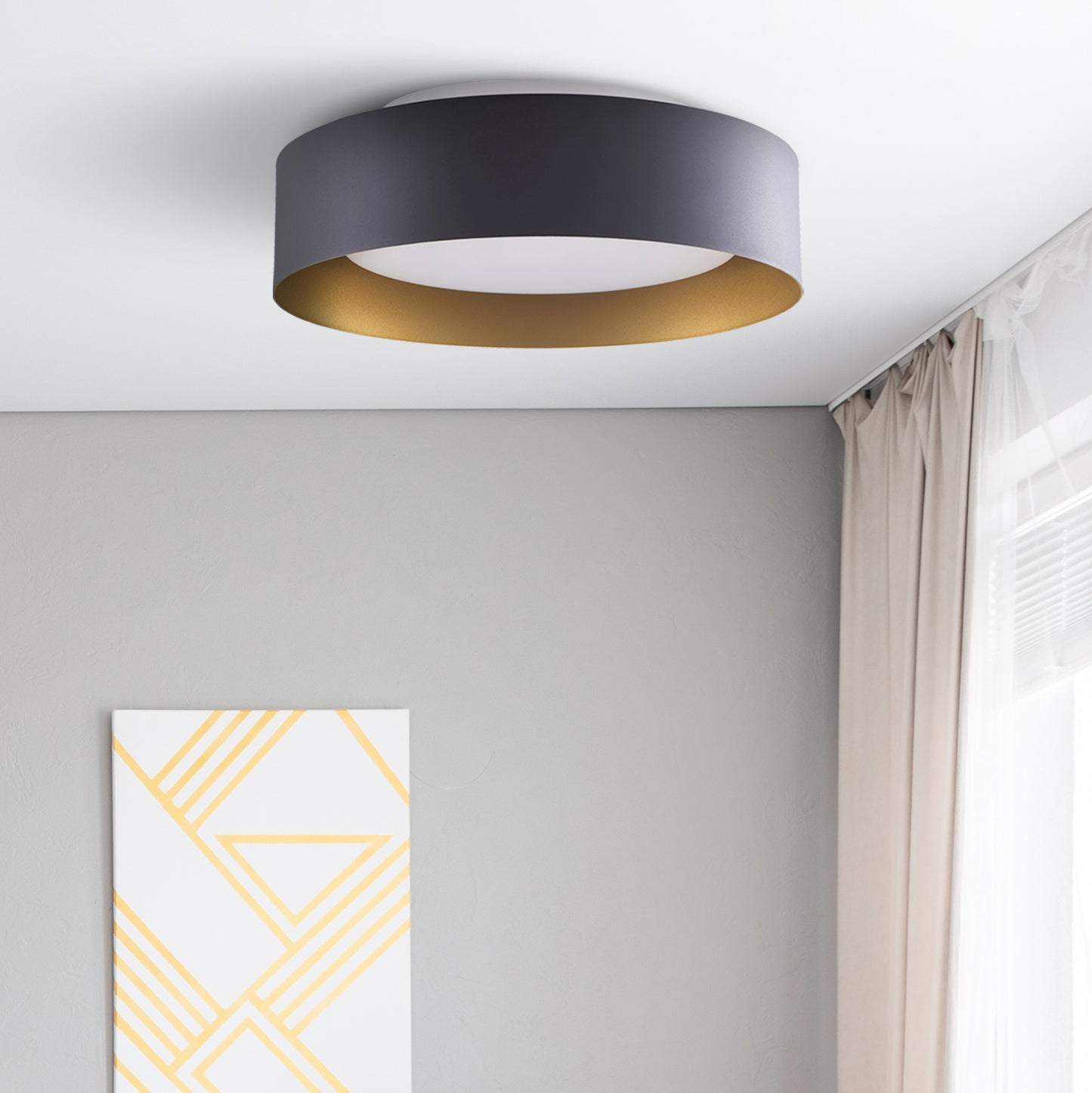 Lynch Black & Gold Flush Mount Ceiling Light