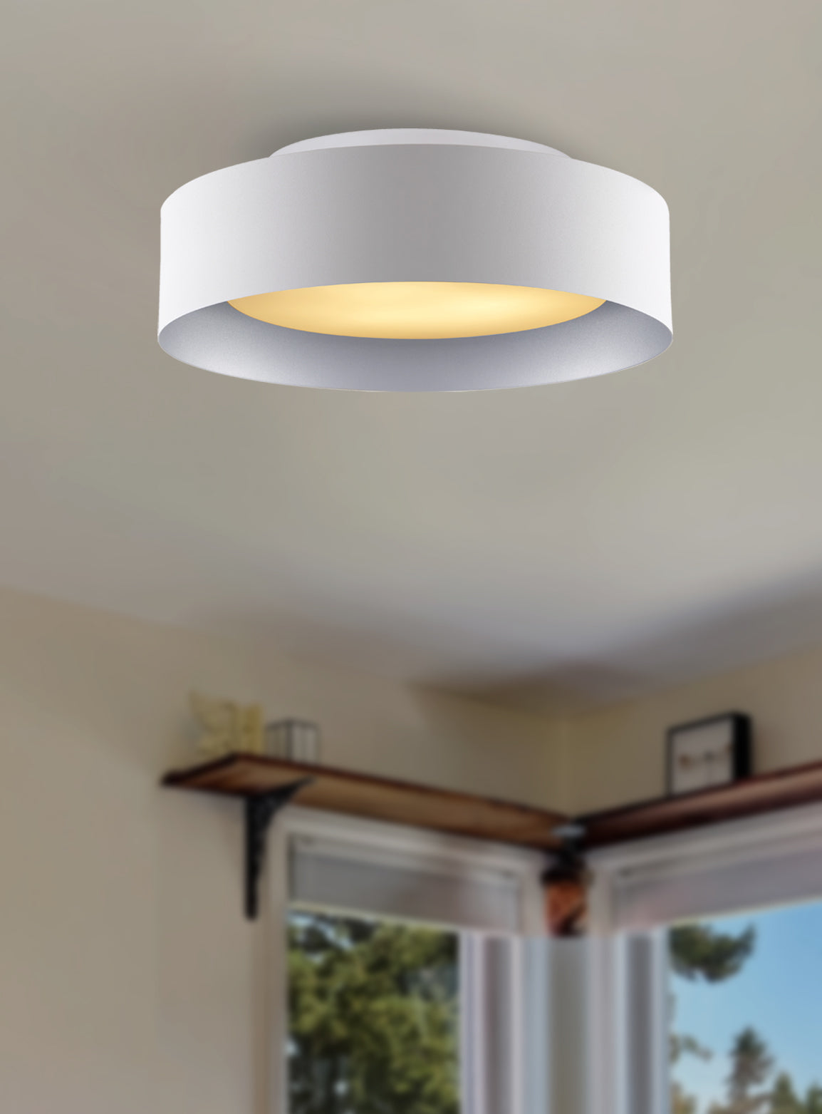 Lynch White & Silver Flush Mount Ceiling Light