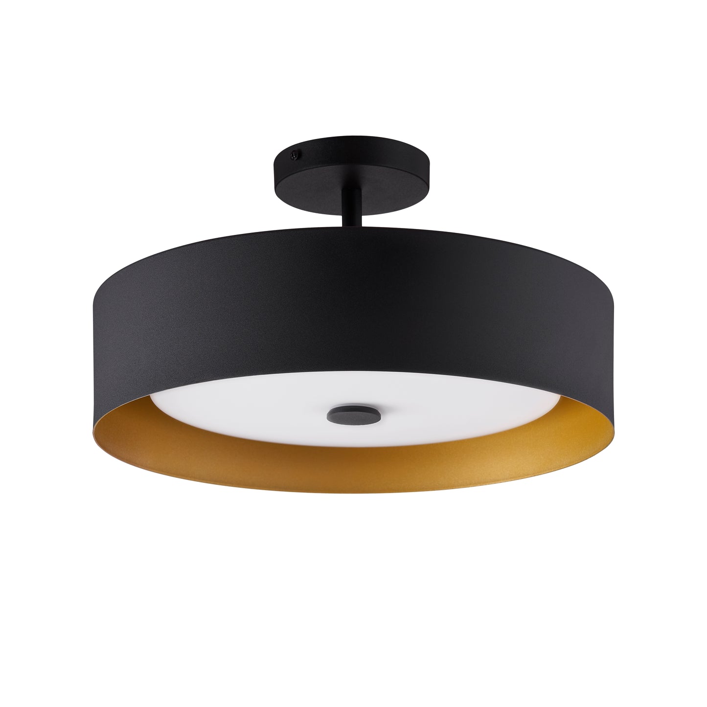 Lynch 3 Light Black and Gold Semi Flush Mount 17 in. Ceiling Fixture