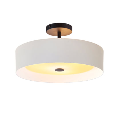 Lynch 15.75 in. White and Black Semi Flush Mount Ceiling Fixture
