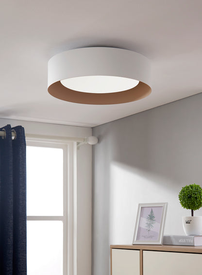 Marley 15.75 in. White and Beige Led Flush Mount Ceiling Fixture