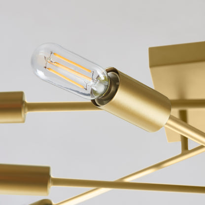 Halton 8 Light Gold Flush mount Ceiling Fixture with Bulbs